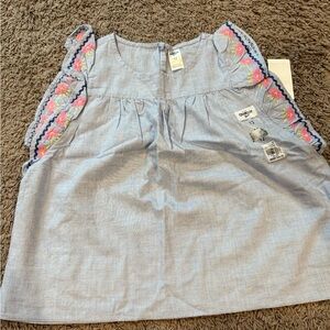 OshKosh B'gosh Blue Shirt with Pink Floral Embroidery